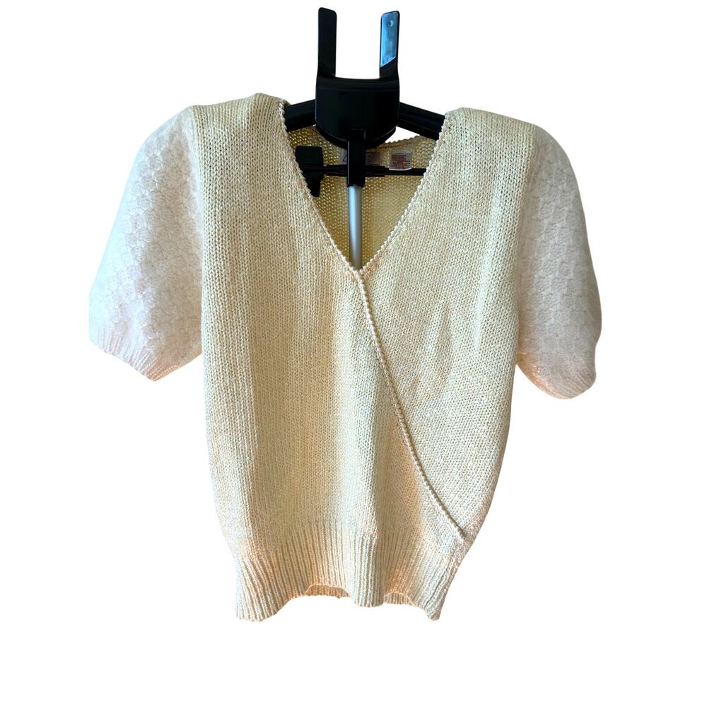 Vintage Andrea Haber Angora Blend Puff Sleeve Knit Top - Medium